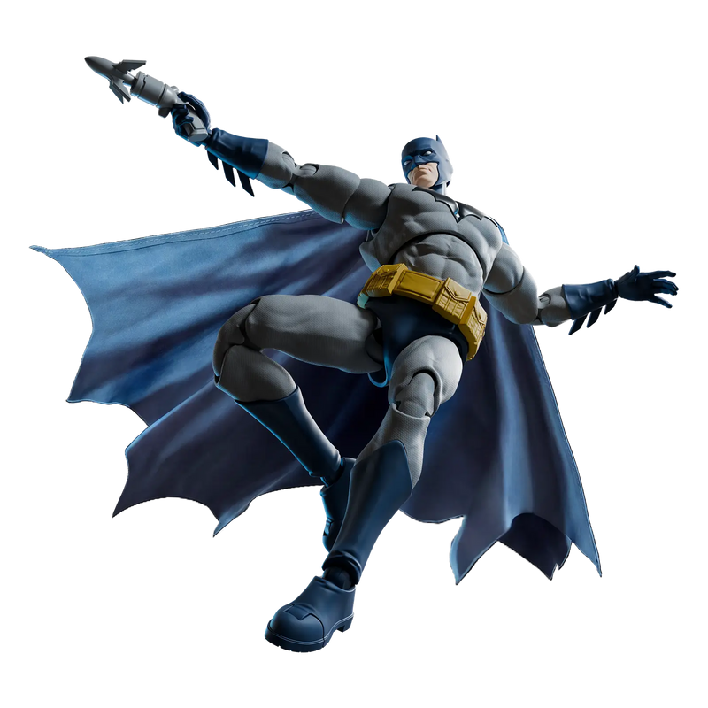 Batman Hush Blokees Champion Class 05 in posa dinamica con mantello e Grapnel Gun set 75690
