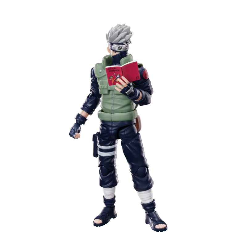 Model kit Blokees di Kakashi Hatake Champion Class mentre legge il suo libro iconico.