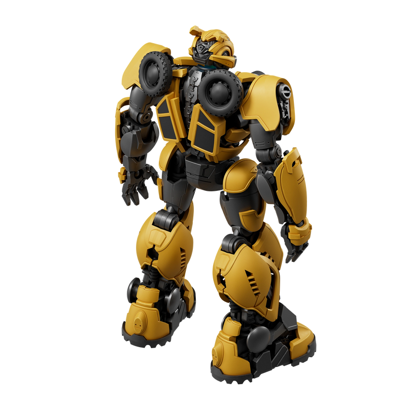 lokees Transformers Bumblebee 27 visto dalla parte posteriore, con dettagli del retro del modello, struttura robotica, componenti meccaniche, parti articolate e caratteristica livrea gialla e nera del personaggio Bumblebee