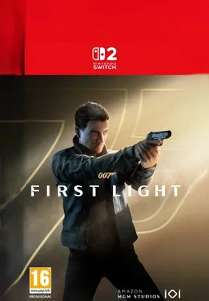 Copertina di 007 First Light per Nintendo Switch 2 con James Bond in una scena di spionaggio cinematografica tra luci notturne e ambientazioni urbane ad alta tensione.