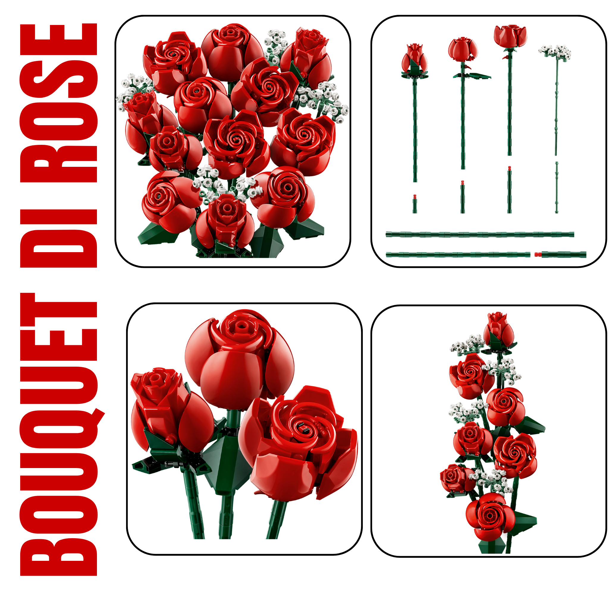  LEGO rose rosse 10328 composizione floreale per regalo romantico