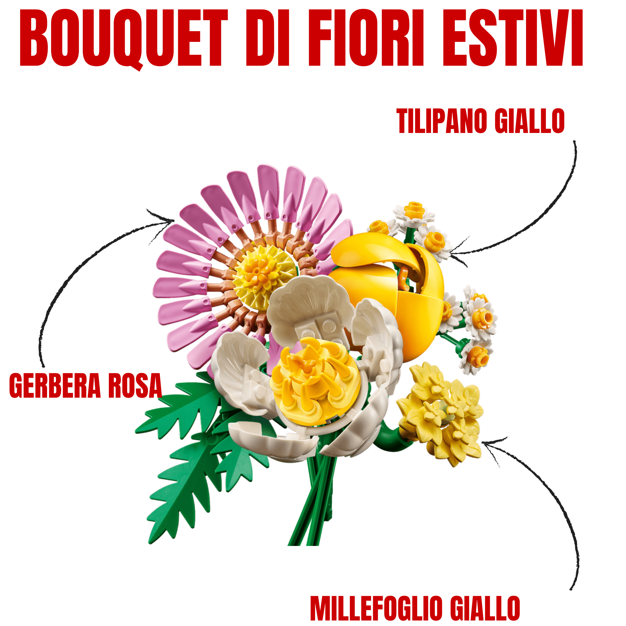 LEGO Bouquet di Fiori Estivi 10347 Composizione Colorata Decorativa per Casa