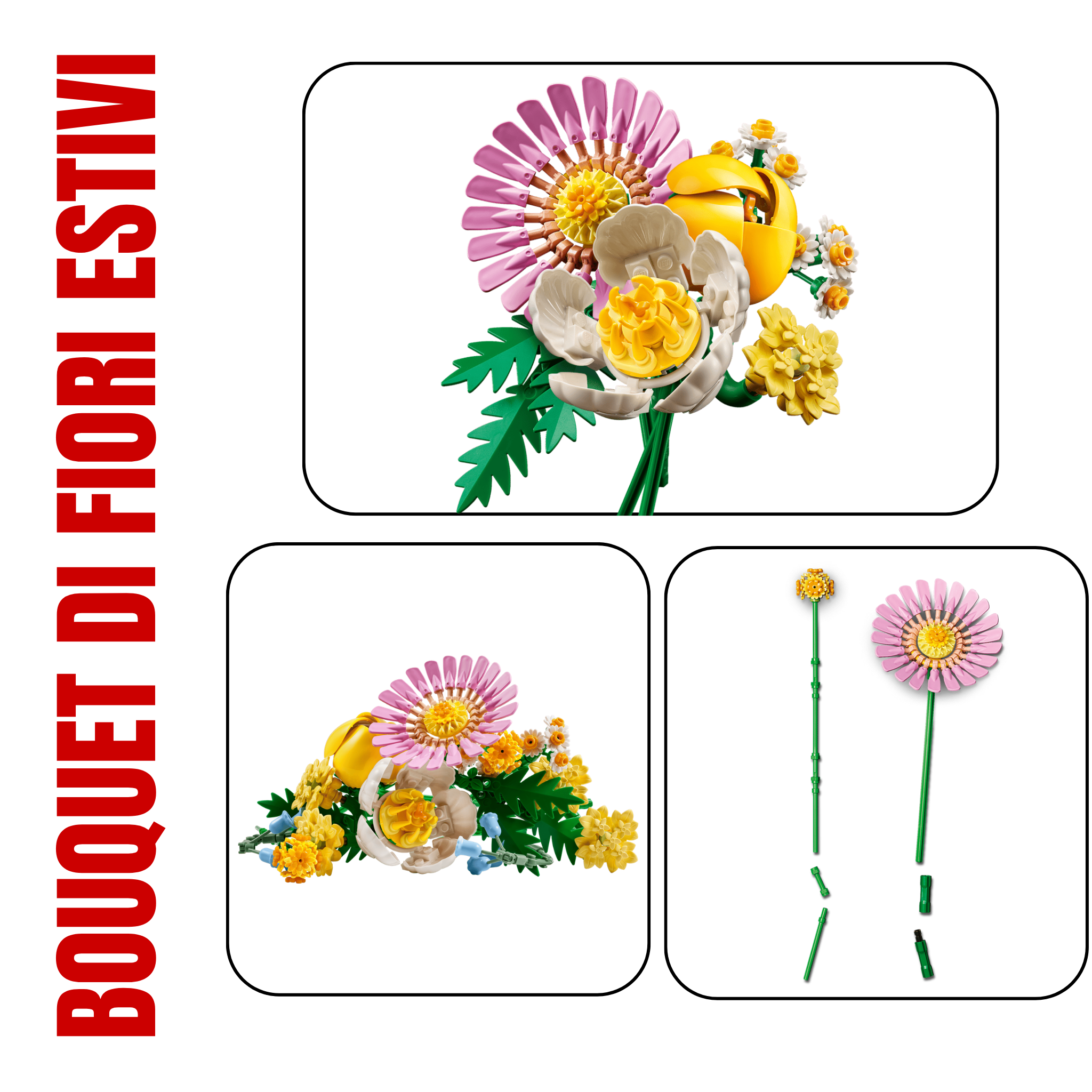 LEGO Bouquet di Fiori Estivi 10347 Composizione Colorata Decorativa per Casa