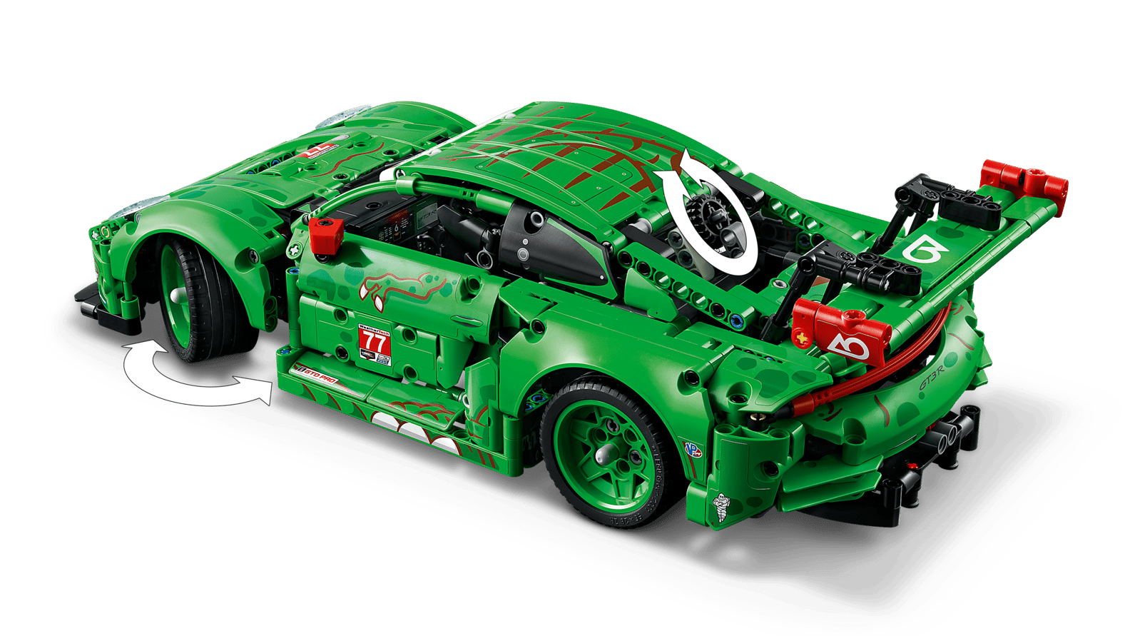 modello LEGO Porsche GT3 R livrea Rexy dettagli