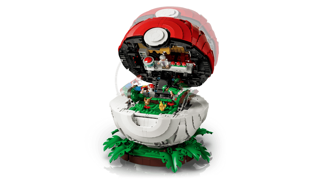 LEGO Pokémon 72154 Poké Ball aperta con laboratorio del Professor Oak e dettagli interni