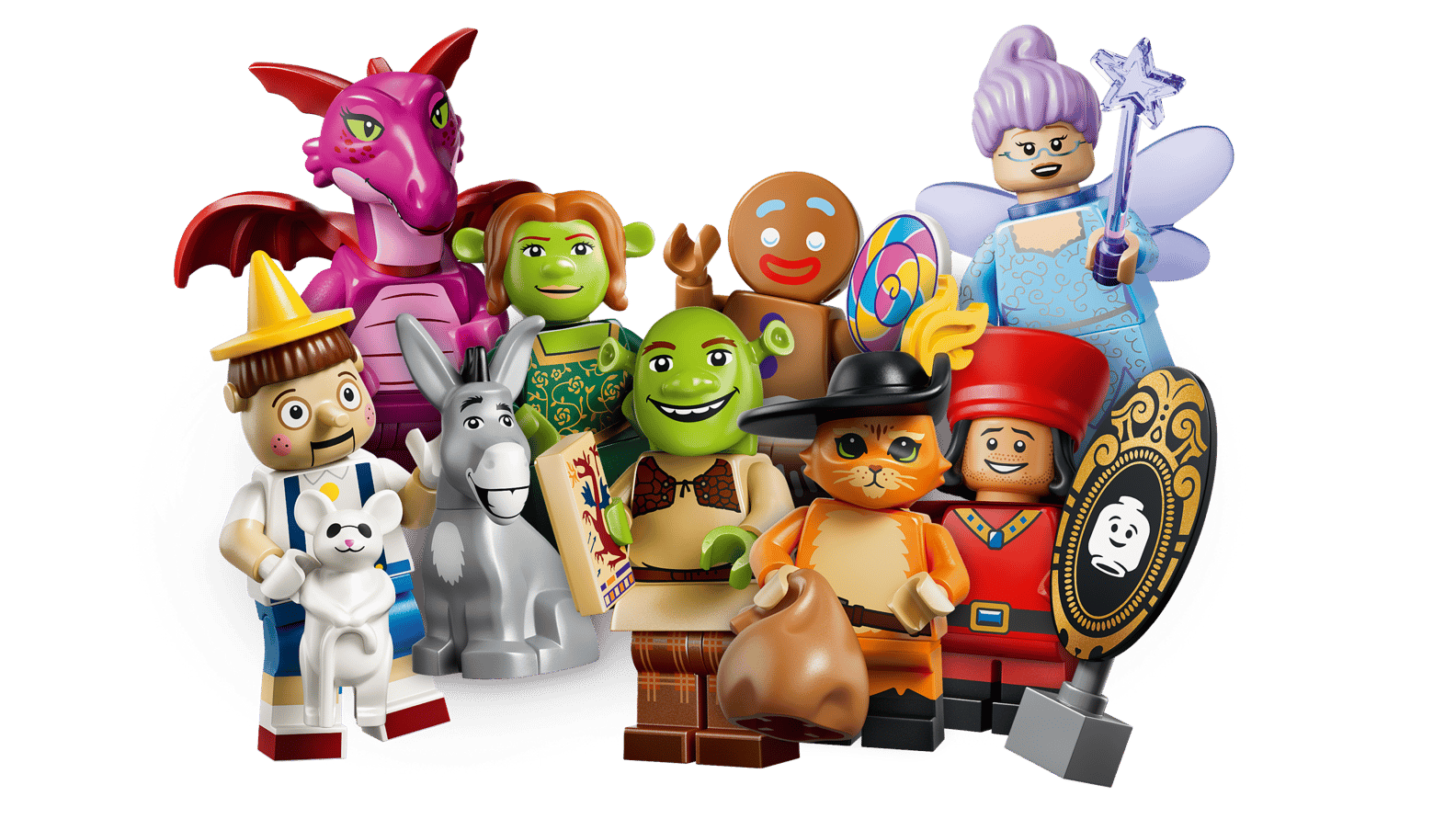 Collezione completa LEGO  Minifigures CMF Shrek 71053 con tutti i personaggi da collezione