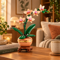 mini orcidea lego botanicals set 10343 con foglie verdi e fiori  in fiore e boccioli regalo per casa