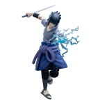Action figure Blokees di Sasuke Uchiha in posa con dettagli dell'armatura e della spada